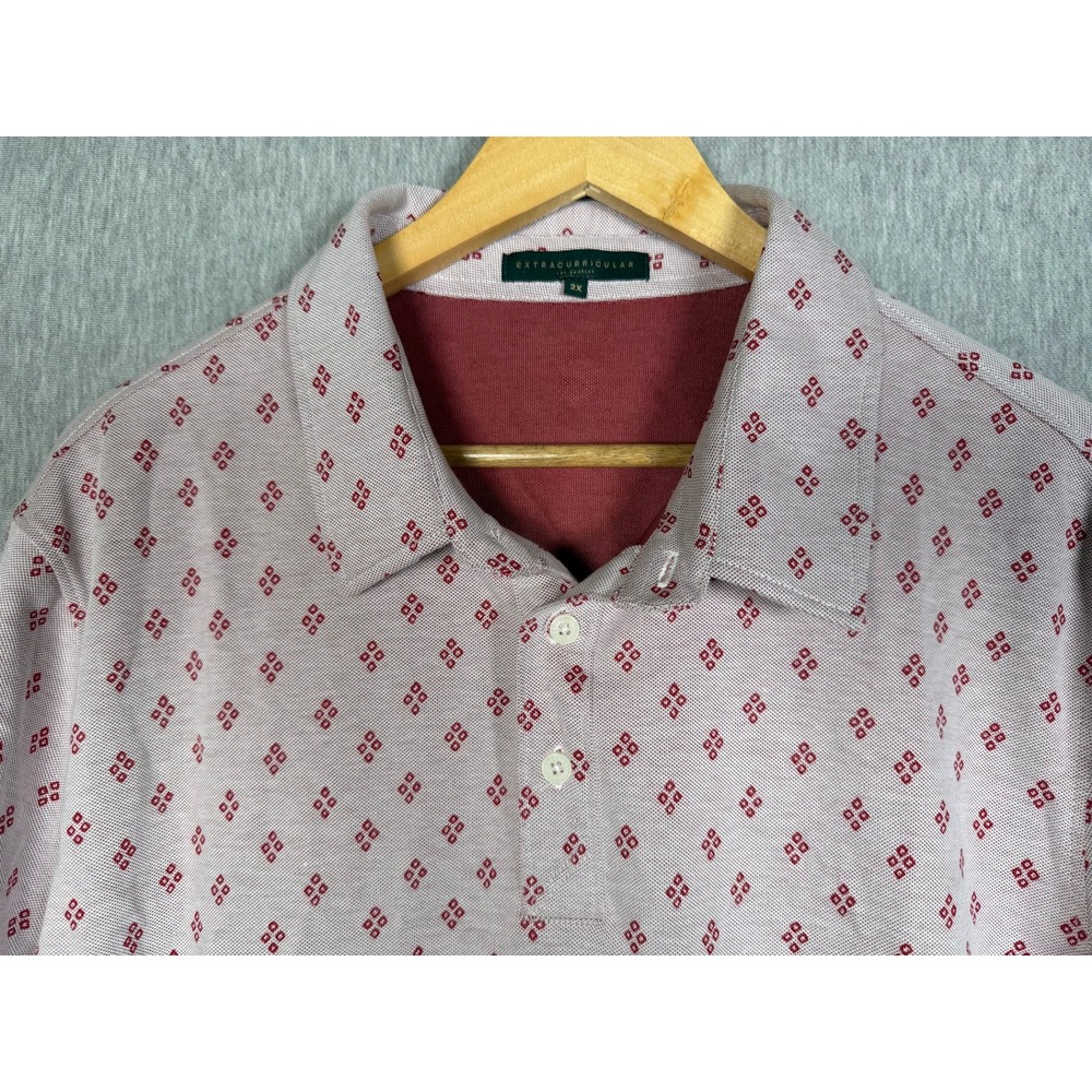 NWT Extracurricular Golf Legend Polo Shirt Mens 2XL Rio Red Geometric Print